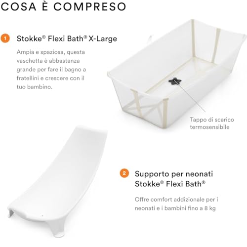 Image of Stokke Flexi Bath XL Sandy Beige - Spacious Foldable Baby Bath + Newborn Support, Lightweight Construction & Easy to Store, Ideal for Children from 0-6 Years