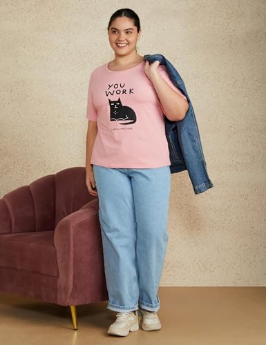 Image of Amazon Brand - Symbol Women Cotton Stretch Regular Fit Round Neck Half Sleeve T-Shirt (Available in Plus Sizes)