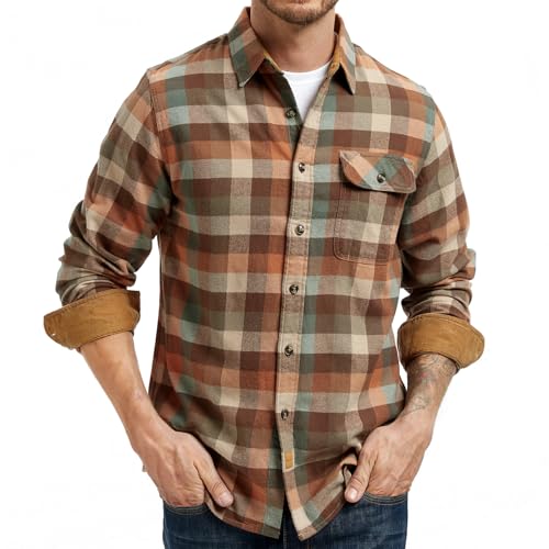 Westbro® Mens Flannel Shirts Long Sleeve Button Down Flannel Shirt for Men Plaid Shirt Mens Button Up Shirts Long Sleeve2