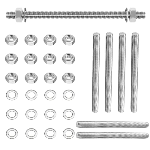 Fourindo Lot de 6 Tiges filetées complètes M8 × 200 mm en acier inoxydable 304, Tige filetée...