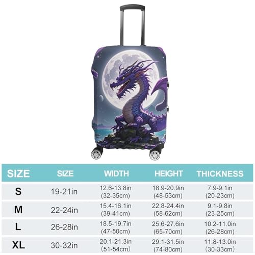 Purple Dragon Moon Suitcase Covers Luggage Protector - Travel Elastic Baggage Case Protective, Washable Anti-scratch Large Suit Case Cover for Suitcases Fits 19-32 Inch Luggages M2