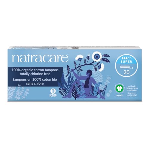 Image of Natracare 2000 Organic All Cotton Non-Applicator Tampons 20 Count, 3 Pack