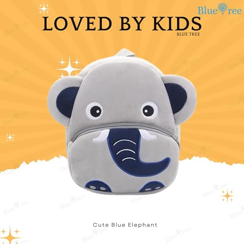 Image of blue tree Cute Kids Backpack Toddler Bag Plush Animal Cartoon Mini Travel Bag for Baby Girl Boy 1-6 Years, Ideal for Gifting for Kids