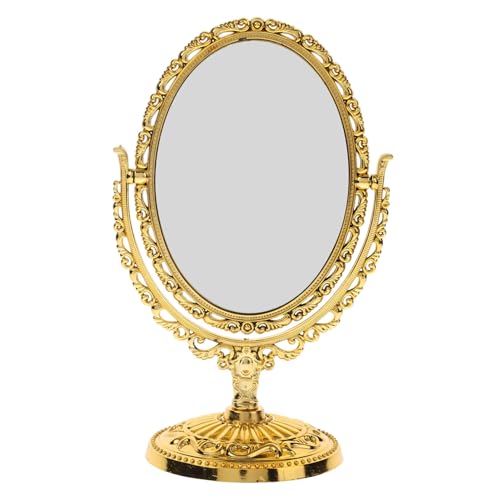 Garneck Europäischer Vintage-Stil Wandmontage Doppelseitiger Schwenkbarer Schminkspiegel Ovale Form Gold-Finish