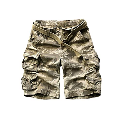 Short cargo vintage camou pour randonnée homme ivoire grande taille
