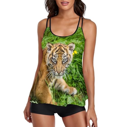 Tankini ensemble bikini avec short de garçon et robe de plage femme