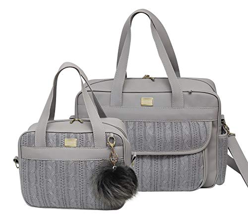 Conjunto de Bolsas Maternidade Tricot Lovers Cinza 2 Peças