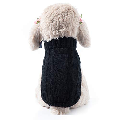 Small and Medium Dog and Cat Classic Sweater Knitwear Knitted Sweater Clothes (Back Length 14”, Black) Small and Medium Dog and Cat Classic Sweater Knitwear Knitted Sweater Clothes (Back Length 14”, Black)
