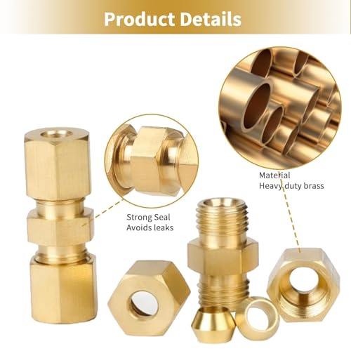 GVSS 10 Pcs Raccord Conduite de Frein en Laiton 4,75 mm, Kit Reparation Frein,Connecteur de Ligne de Frein,Raccord Durite Frein,Raccords d'Écrous de Ligne de Frein Hydraulique en Laiton pour Voiture – vue 4