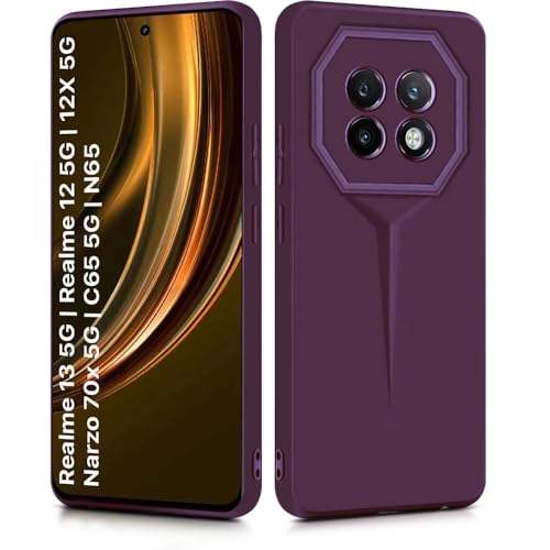 Image of WOW IMAGINE Back Cover for Realme 13 5G | Realme 12 5G | 12X 5G | Narzo 70x 5G | C65 5G | N65 | Blade Series Ultra Case | Camera Protection | Soft Matte Silicone Flexible Mobile Case - Purple