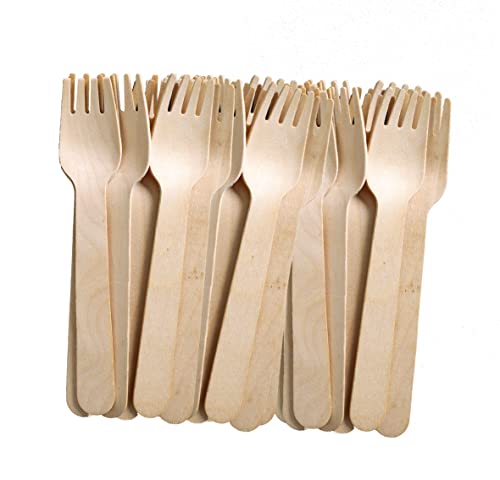 Parance Einweg-Besteck aus Holz, biologisch abbaubar, umweltfreundlich, für Party, Geburtstag, Camping, Picknick (100 Gabeln)