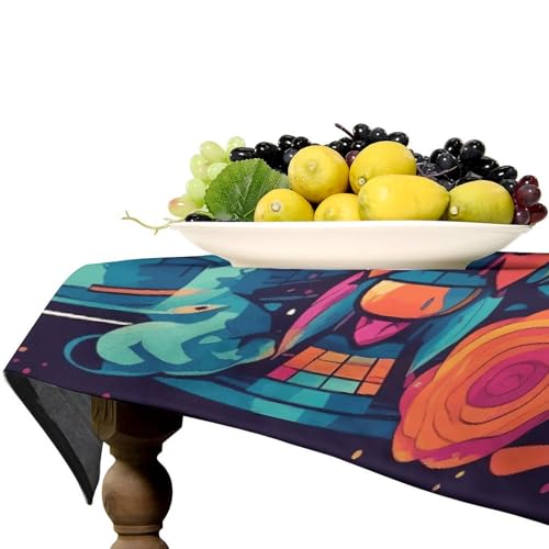 Nappe rectangulaire lavable avec motif fusée décoration table de cuisine - 5