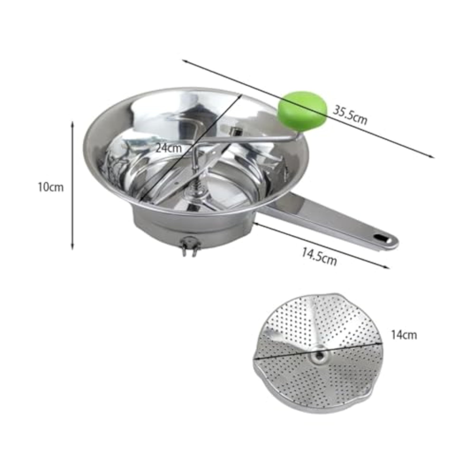 Compact Hand-Operated Stainless Steel Food Grinder, Small
