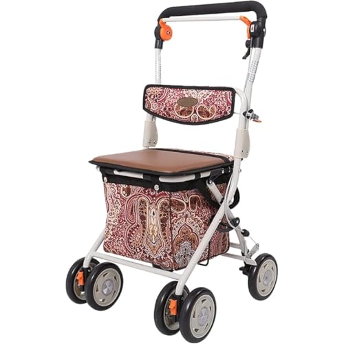 Siuhuig 高齢者向けショッピングカート 高齢者用カー シルバーカー 折りたたむ (ハンドブレーキモデル)