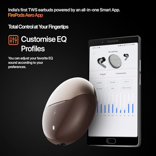 Image of Fire-Boltt Aero TWS Earbuds Custom EQ, Wireless Bluetooth 5.4, Music & App Support, 50H Playtime, Fast Charging Case, 50ms Low Latency for Gaming, Touch Controls, IPX4 Waterproof, Clear Calls - Walnut