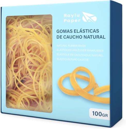 RAYLU PAPER - Elastici in Gomma Naturale al 100%, Anelli Elastici Riutilizzabili per Ufficio e Casa (80 Ø x 2 mm, 100g)
