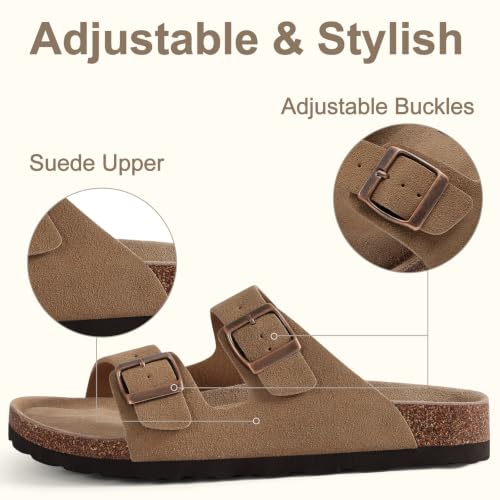 Image of KIDMI Women's Cork Footbed Casual Summer Sandals with Mild Arch Support