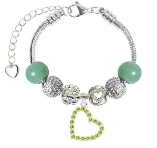 Image of White Birch Pandora Style Bracelet Small Wrist 5.9 + 2 inches Extender with Natual Stone Charms