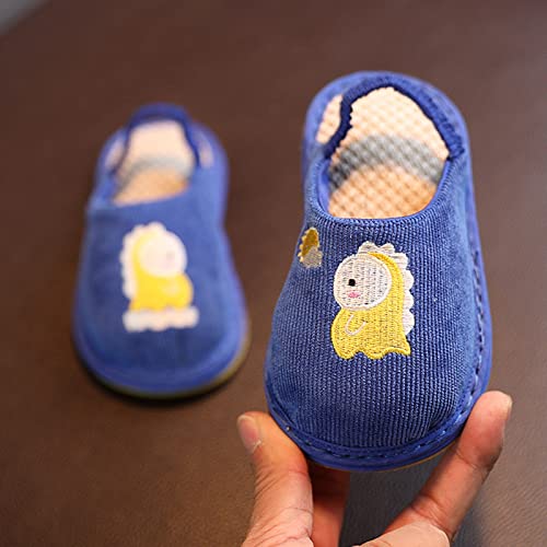 Children Shoes Flat Soft Cotton Sandals Indoor Cartoon Comfortable Soft Linen Slippers Sandals Toddler Girls Size 9 (Blue, 5.5-6 Years Little Child)2