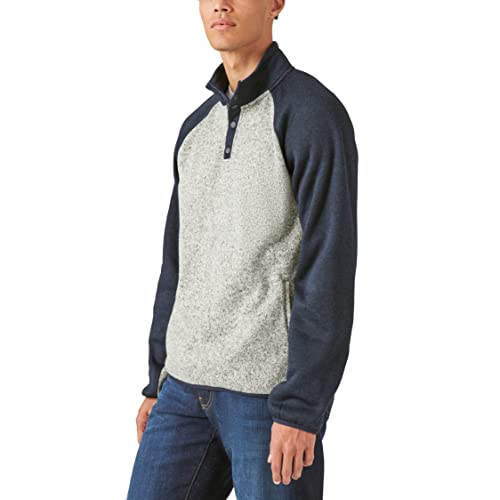 Image of Lucky Brand Men's Los Feliz Fleece Mock Neck Half Zip Color Block Pull-overPullover Sweater