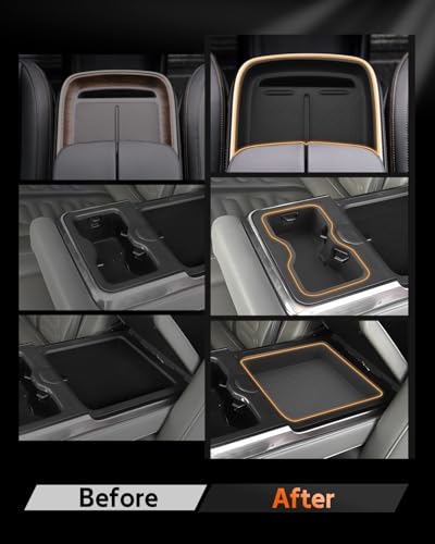 Image of CDEFG 3PCS for 2022-2025 2026 Rivian R1T / R1S Center Console Cup Holder Insert & Wireless Charing Pad & Center Console Armrest Organizer Tray Silicone Mat Accessories