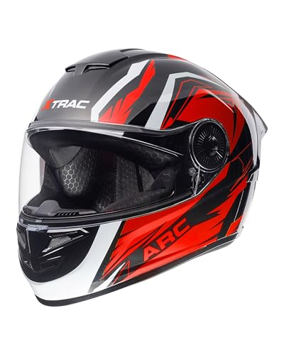 Image of Xtrac Arc Full Face Graphic Helmet for Men & Women, ISI Certified Motorcycle Helmet with Scratch Resistant Wide Visor, Lightweight Design & Quick Release Chin Strap for Bike Riding