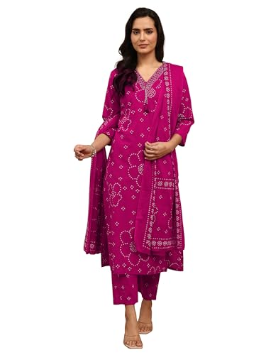 Image of Libas Printed Cotton Blend Straight Kurta Set for Women | daily wear suit