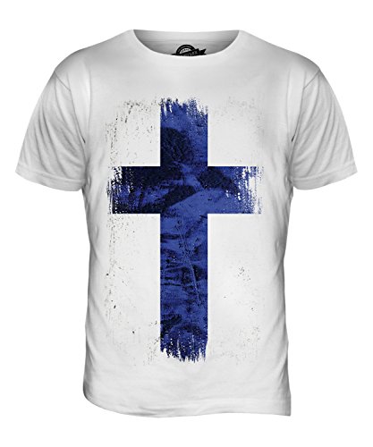 T-Shirt Homme Finlande Drapeau Grunge au design vieilli et coupe classique en coton
