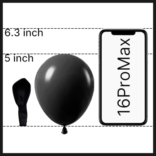 Image of PartyWoo Black Balloons 100pcs 5 Inch Black Matte Latex Helium Balloons for Birthday Wedding Anniversary Graduation Bachelorette Engagement Bridal Shower Retirement Party Decorations Black-Y18