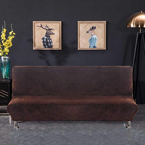 PETCUTE Housse Clic Clac Housse Canape Lit Extensible Anti-Taches Housse bz Housse de canapé sans Bras Marron foncé