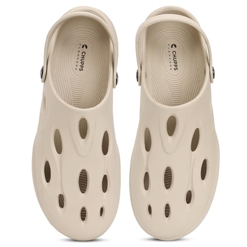 Image of CHUPPS Gator Clogs for Men | Lightweight EVA Clogs | Anti-Slip Sole | Cushioned Footbed | Breathable Ventilation | Adjustable Back Strap | Waterproof Casual Garden Clogs for Men