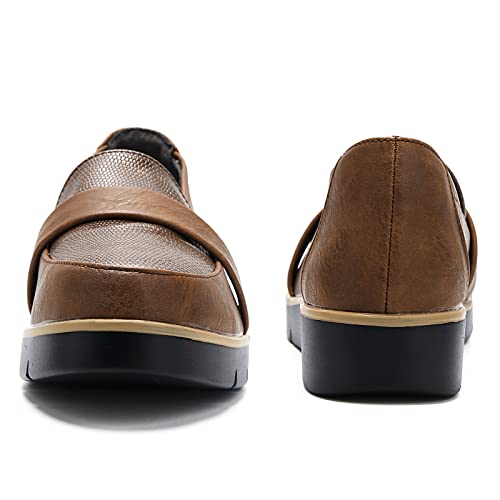 Image of UZB Slip On Loafers for Womens Leather Comfort Memory Foam Dress Shoes
