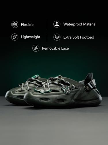 Image of The Souled Store Hydros: Men Clogs | Lightweight EVA Slip-on Sandals for Men with Adjustable Velcro Strap, Removable Laces & Detachable Naruto Silicone Charms