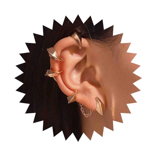 Inateannal Pendientes Góticos con Garra de Diablo y Dragón - Dorados, Trepadores, con Clip - Joyería para Mujeres y Niñas