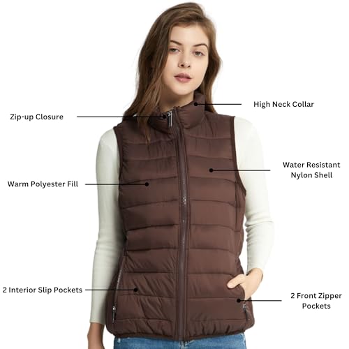 Alpine Swiss Jodie Womens Puffer Vest Down Alternate Insulated Vest Jacket Packable Layering Outerwear Windproof Zip Pockets3