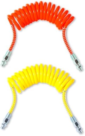 4m Luftwendel Schlauch Set Gelb und Rot – Robuster Druckluftspira...
