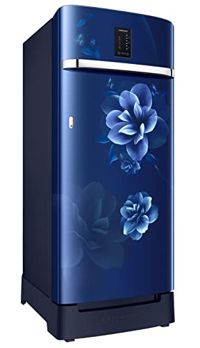 Image of Samsung 215L 3 Star Inverter Direct-Cool Single Door Digi-Touch Refrigerator Appliance (RR23C2F23CU /HL,Camellia Blue) Base Stand Drawer