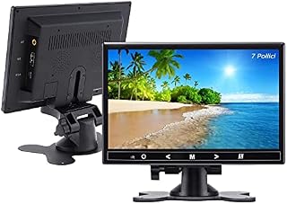 TOPRUI CCTV Monitor 7 Inch Small HDMI Monitor with VGA AV Port Raspberry pi 3 Display Screen Monitor, Tiny LCD Monitor- IPS 1024x600 -Build in Speaker, Headphone Jack, Remote