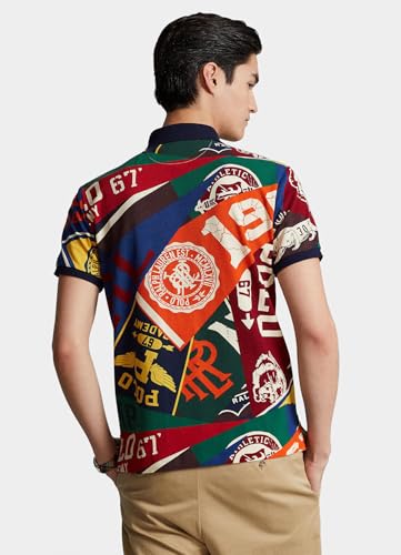 Image of Polo Ralph Lauren Classic Fit Pennant Mesh Polo Shirt (Patchwork /Pennant,L), Large