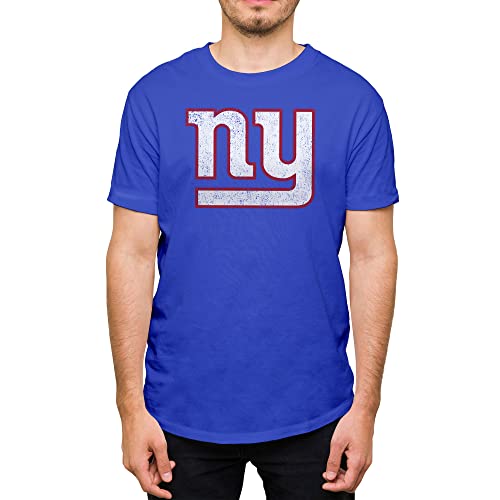 Hybrid Sports NFL - New York Giants Distressed Team Logo - Mens and Womens Short Sleeve T-Shirt - Size 3 X-Large - New York Giants - Royal Blue