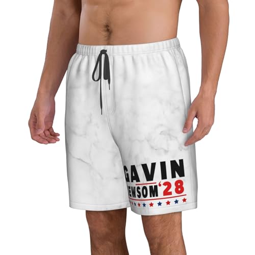 FKHARRIS Newsom 2028 Gavin Newsom for President 2028 Election Men's Swim Trunks Beach Board Shorts Quick Dry Swimwear Sports2