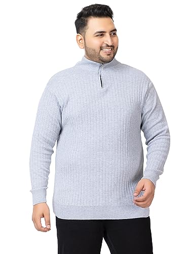 Image of Kvetoo Plus Size Men High Neck Zipper Full Sleeve Woolen Winter Sweater