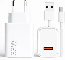 Carregador Turbo Tipo C 33W Com Carregamento Rápido Com Cabo Tipo C Compatível Com Todos Os Dispositivos USB-C, Compativel Com IPhone 15/16, Compativvel Com ANdroid, Tablet, SmartWatch