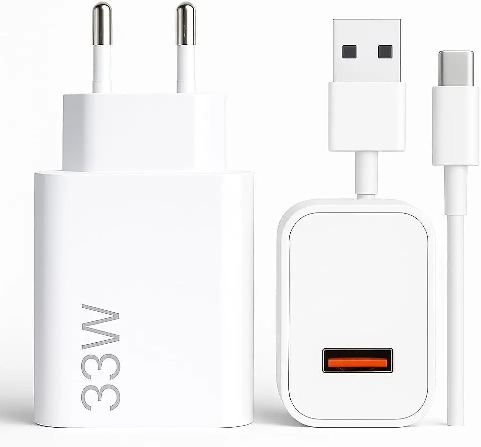 Carregador Turbo Tipo C 33W Com Carregamento Rápido Com Cabo Tipo C Compatível Com Todos Os Dispositivos USB-C, Compativel Com IPhone 15/16, Compativvel Com ANdroid, Tablet, SmartWatch