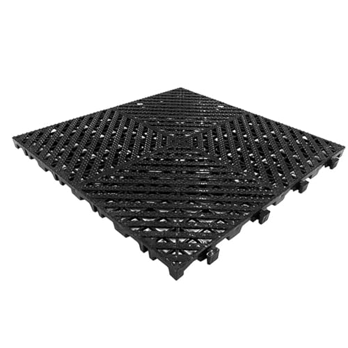 プラスチックパレット、ポリエチレン通気性グリッド記事ラック、2〜3トン荷重ベアリング、すのこパレット、洗車、オートショー、地下室保管用(Black,50x50x5cm)