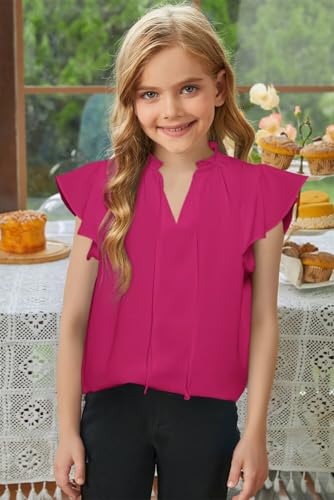 Image of DOKOTOO KIDS Girls Short Sleeve Blouse Dress Shirt Top Size 7-15 Years Old