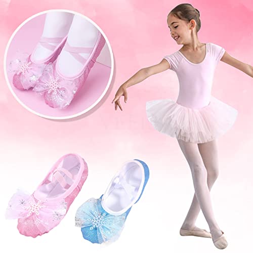 Dance Girl's Glitter Ballet Shoes for Girls Ballet Slipper with Bow Ballerina Dress Shoes Mary Jane Flat Yoga2