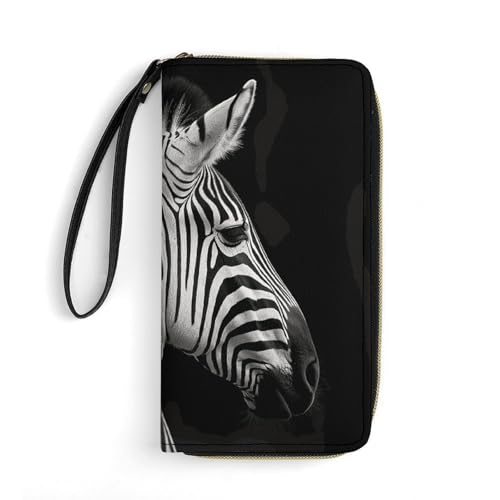 Women Wallets Black White Zebra Leather Wallet for Women Thin Wallet with Zipper Pocket Card Holder