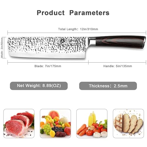 Image of imarku Nakiri Knife, Razor Sharp 7 Inch Multipurpose Vegetable Japanese Chef Knife, High Carbon Stainless Steel Meat Cleaver, Gyutou Knife with Ergonomic Handle, Birthday Gift