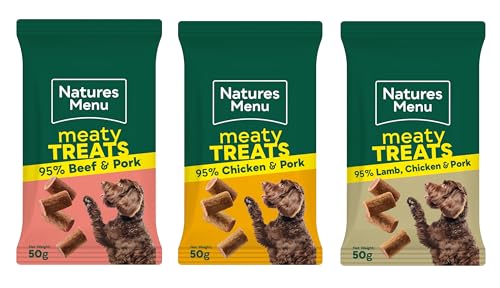 WUNDAPETS 3 PACK NATURES MENU ORIGINAL REAL MEATY TREATS MIXED VARIETY DOG PUPPY TREATS 50G